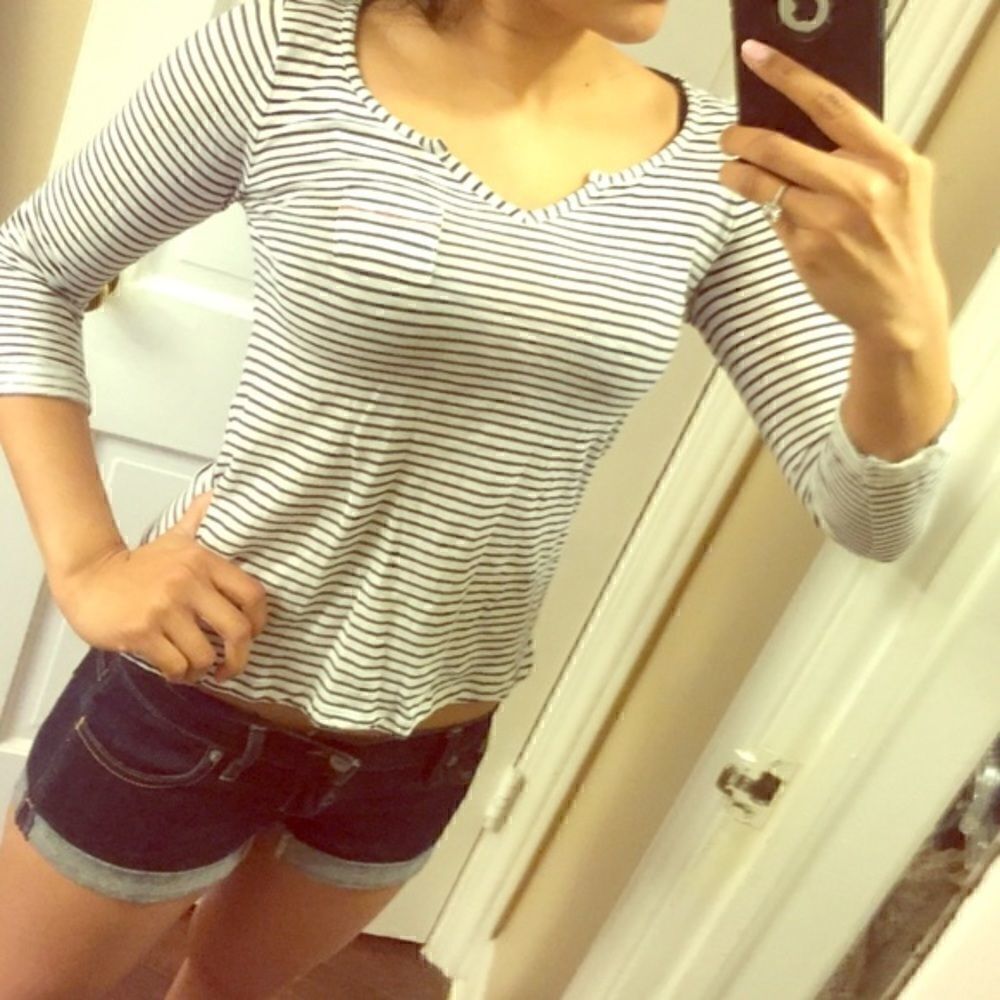 Maison Jules XS striped nautical pocket 3/4 sleeve